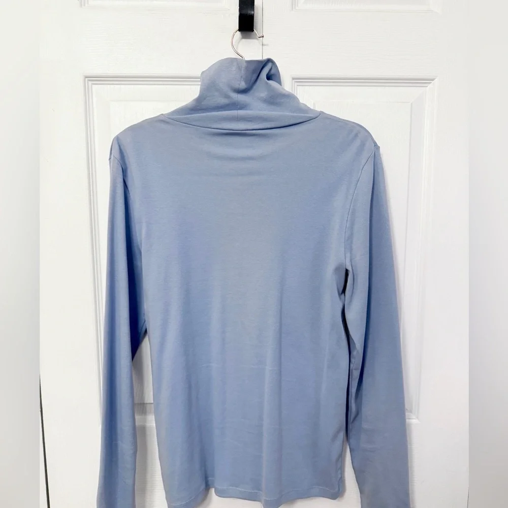 J. Crew Sky Blue Turtleneck Jersey Knit Top L - Picture 2 of 5